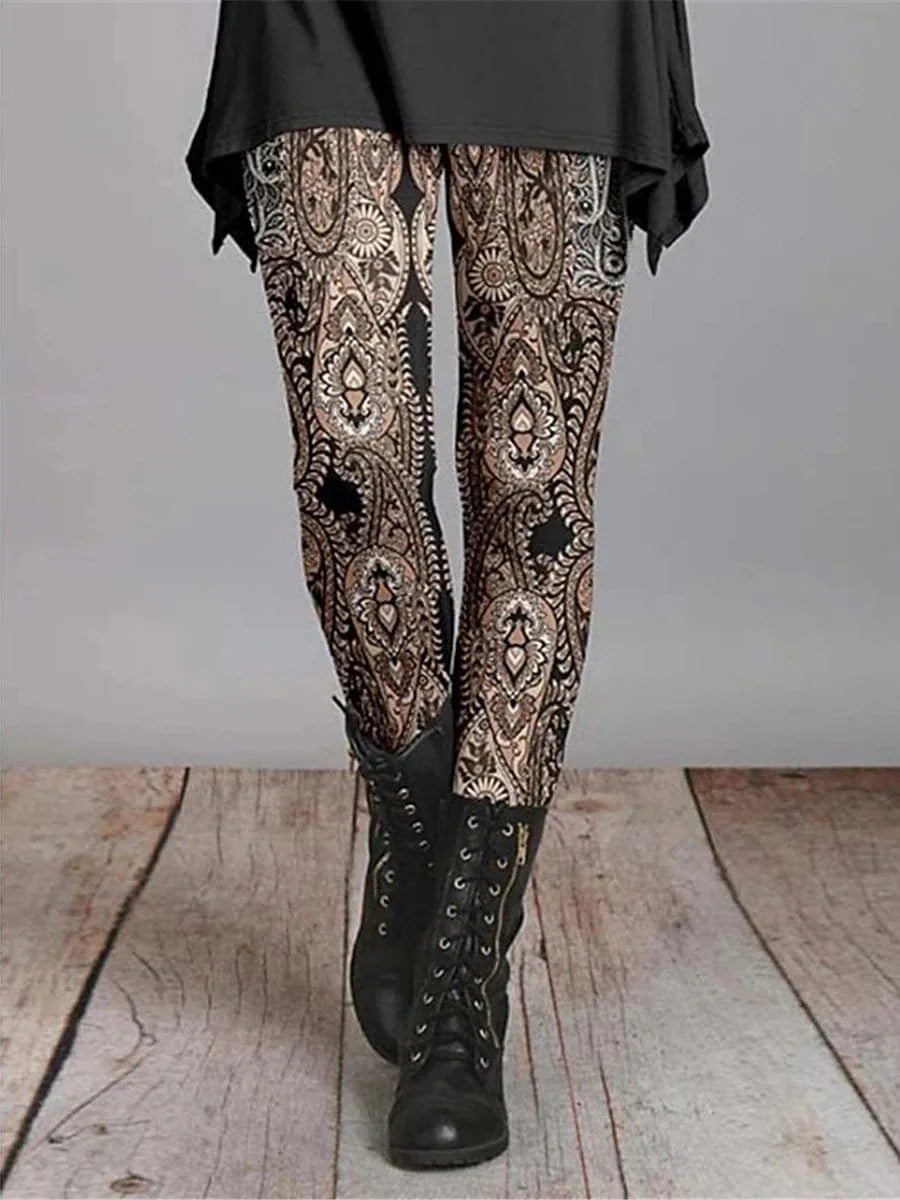 Vintage Ethnic Style Women's Full-Length Printed Leggings