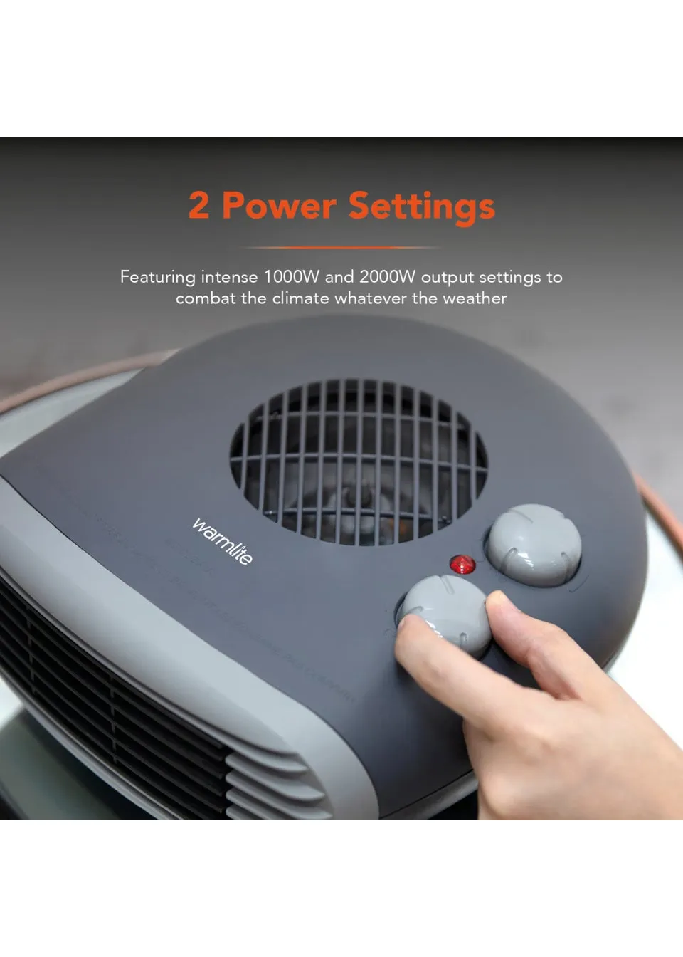 Warmlite 1000W/2000W Flat Fan Heater