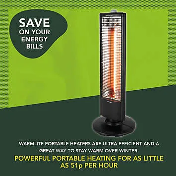 Warmlite 1KW Carbon Heater with Oscillation - Black | Kaleidoscope