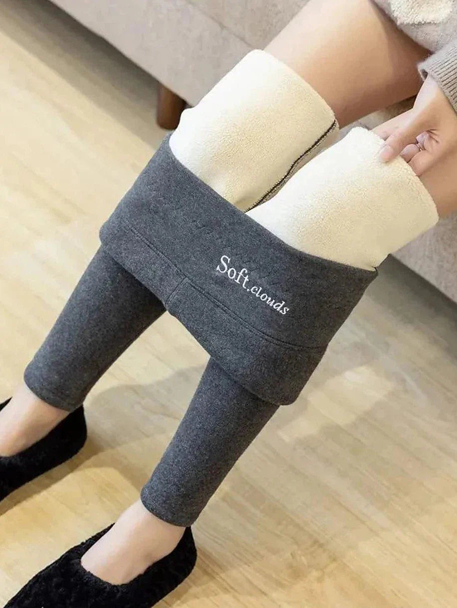 Winter Warmth High Waist Leggings in Light Gray and Dark Gray