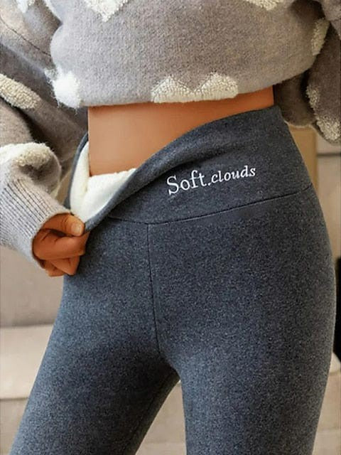 Winter Warmth High Waist Leggings in Light Gray and Dark Gray