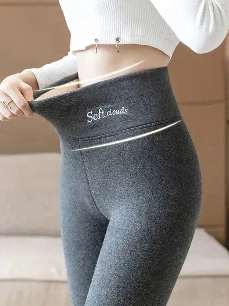 Winter Warmth High Waist Leggings in Light Gray and Dark Gray