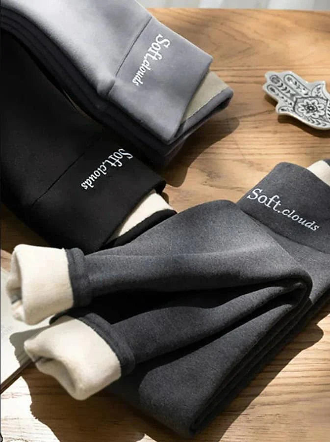 Winter Warmth High Waist Leggings in Light Gray and Dark Gray