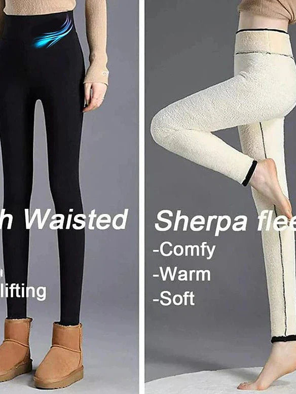 Women's Cozy High Waist Fleece Leggings for Yoga and Casual Wear