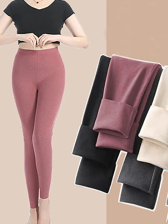 Women's High Waist Leggings with Fleece Lining and Tummy Control