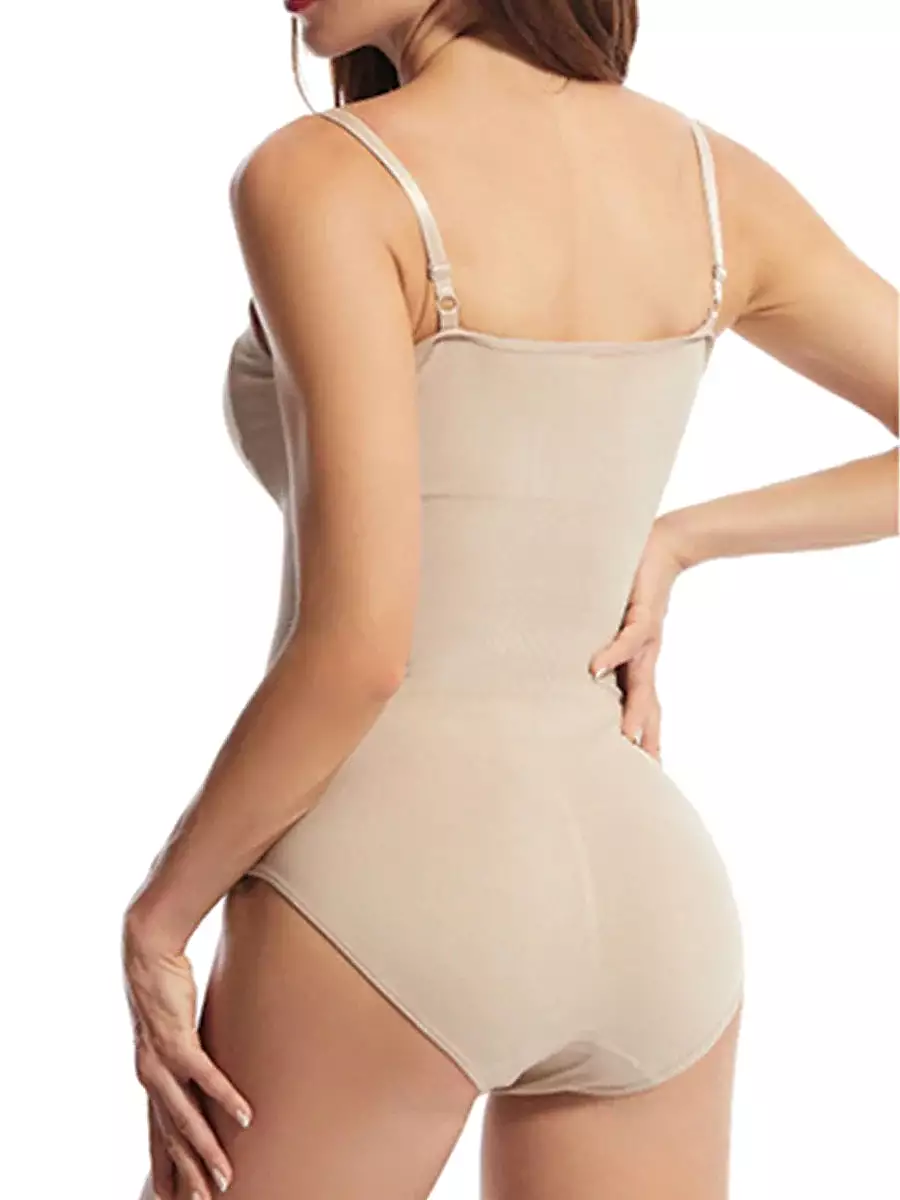 Women's Pure Color Nylon Shapewear Bodysuits for Everyday Comfort